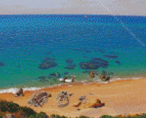 Barcelona Beach Rocks Diamond Painting