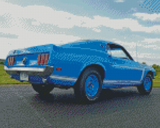 Blue 1969 Ford Mustang Fastback Diamond Painting