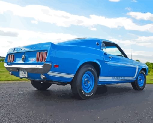 Blue 1969 Ford Mustang Fastback Diamond Painting