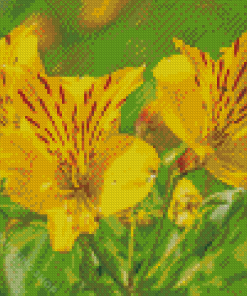 Yellow Alstroemeria Flowers Plant Diamond Painting