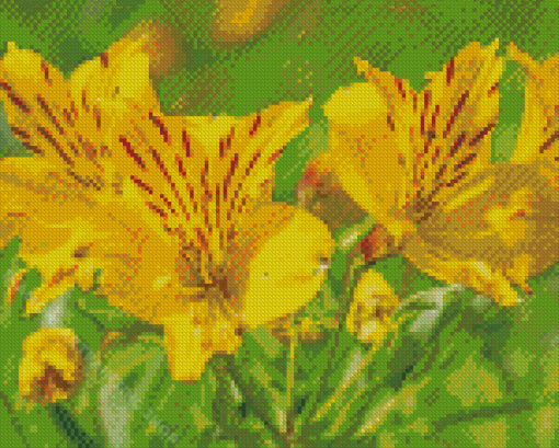 Yellow Alstroemeria Flowers Plant Diamond Painting