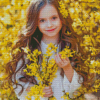 Yellow Little Girl Flowers Diamond Painting