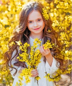 Yellow Little Girl Flowers Diamond Painting