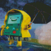 BMO Under Umbrella In Rain Diamond Painting