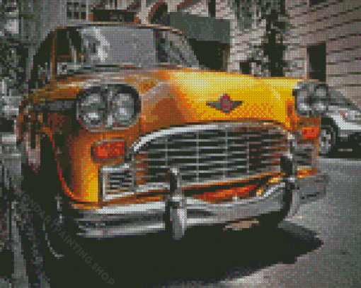 Black And White Yellow Taxi Cab Diamond Painting