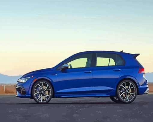 Blue 2022 Golf R Car Diamond Painting