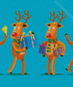 Cartoon Christmas Elk Diamond Painting