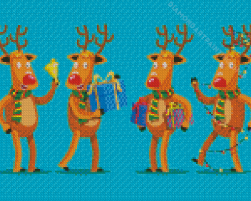 Cartoon Christmas Elk Diamond Painting