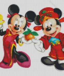 Cartoon Mickey And Minnie In Japan Diamond Painting