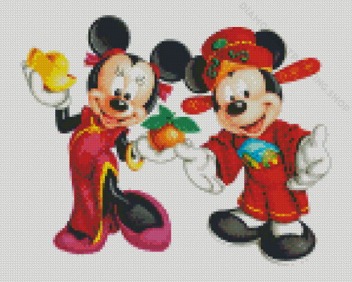 Cartoon Mickey And Minnie In Japan Diamond Painting