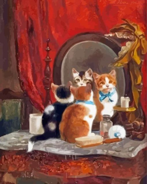 Cats In The Mirror Diamond Painting