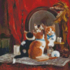 Cats In The Mirror Diamond Painting