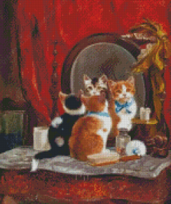 Cats In The Mirror Diamond Painting