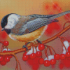 Chickadees And Berries Diamond Painting