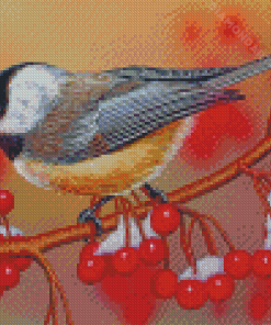 Chickadees And Berries Diamond Painting