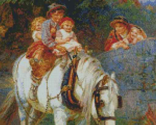 Children On White Horse Art Diamond Painting