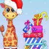 Christmas Giraffe And Gifts Diamond Painting