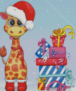 Christmas Giraffe And Gifts Diamond Painting