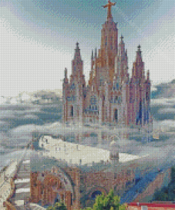 Cloudy Mount Tibidabo Diamond painting