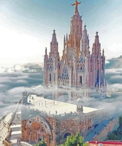 Cloudy Mount Tibidabo Diamond painting