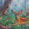 Deer With Butterfly Art Diamond Painting