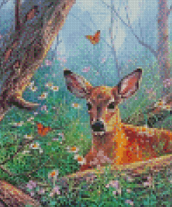 Deer With Butterfly Art Diamond Painting