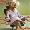 Dog In A Barbers Chair Diamond Painting