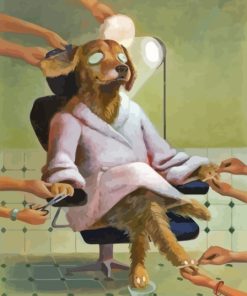 Dog In A Barbers Chair Diamond Painting