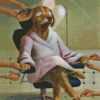 Dog In A Barbers Chair Diamond Painting