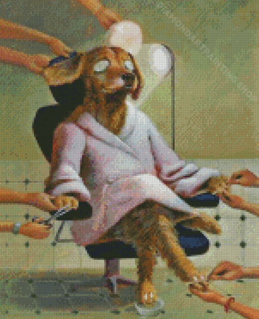 Dog In A Barbers Chair Diamond Painting