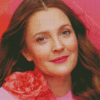 Drew Barrymore With Pink Flowers Diamond Painting