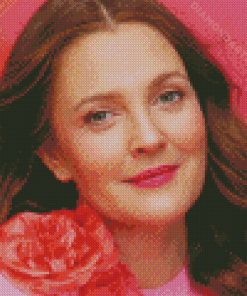 Drew Barrymore With Pink Flowers Diamond Painting