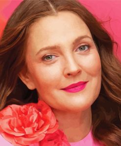 Drew Barrymore With Pink Flowers Diamond Painting