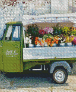 Flowers In Old Truck Diamond Painting