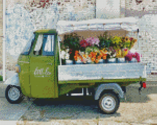 Flowers In Old Truck Diamond Painting