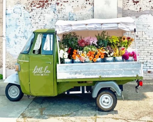 Flowers In Old Truck Diamond Painting