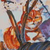 Ginger Cat In Cherry Tree Diamond Painting