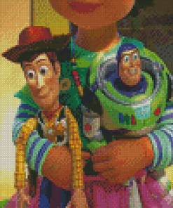 Girl Holding Buzz Lightyear And Woody Diamond Painting