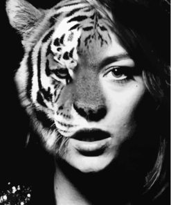 Half Woman Half Tiger In Black And White Diamond painting