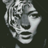 Half Woman Half Tiger In Black And White Diamond painting