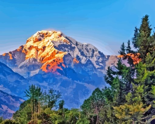 Himalayas At Sunset Diamond Painting