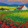 Irish Cottage In Poppy Field Diamond Painting