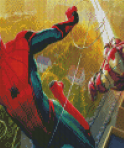 Iron Man And Spiderman Heroes Art Diamond Painting