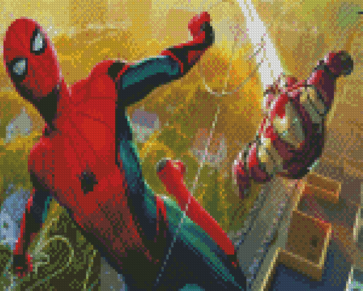 Iron Man And Spiderman Heroes Art Diamond Painting