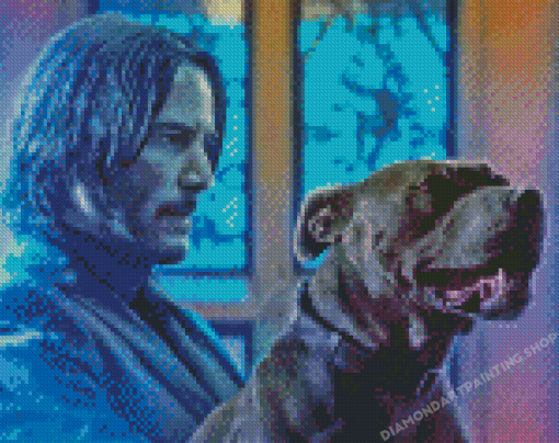 John Wick With His Dog Diamond Painting