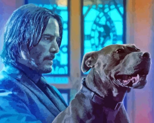 John Wick With His Dog Diamond Painting