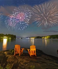 Muskoka Lake Fireworks Diamond Painting