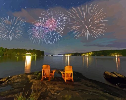 Muskoka Lake Fireworks Diamond Painting