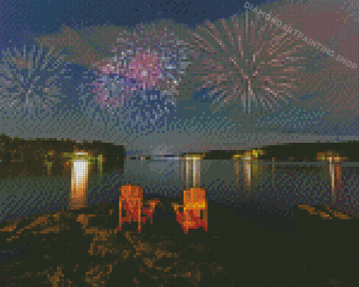 Muskoka Lake Fireworks Diamond Painting