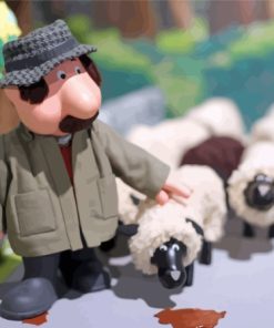 Postman Pat Cartoon Character With Sheeps Diamond Painting